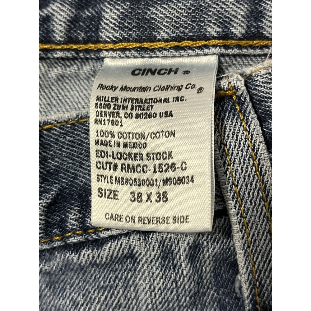 Cinch Jeans Mens 38x38 Edi Locker Stock Green Label Blue Bootcut Rodeo Denim - Picture 5 of 7